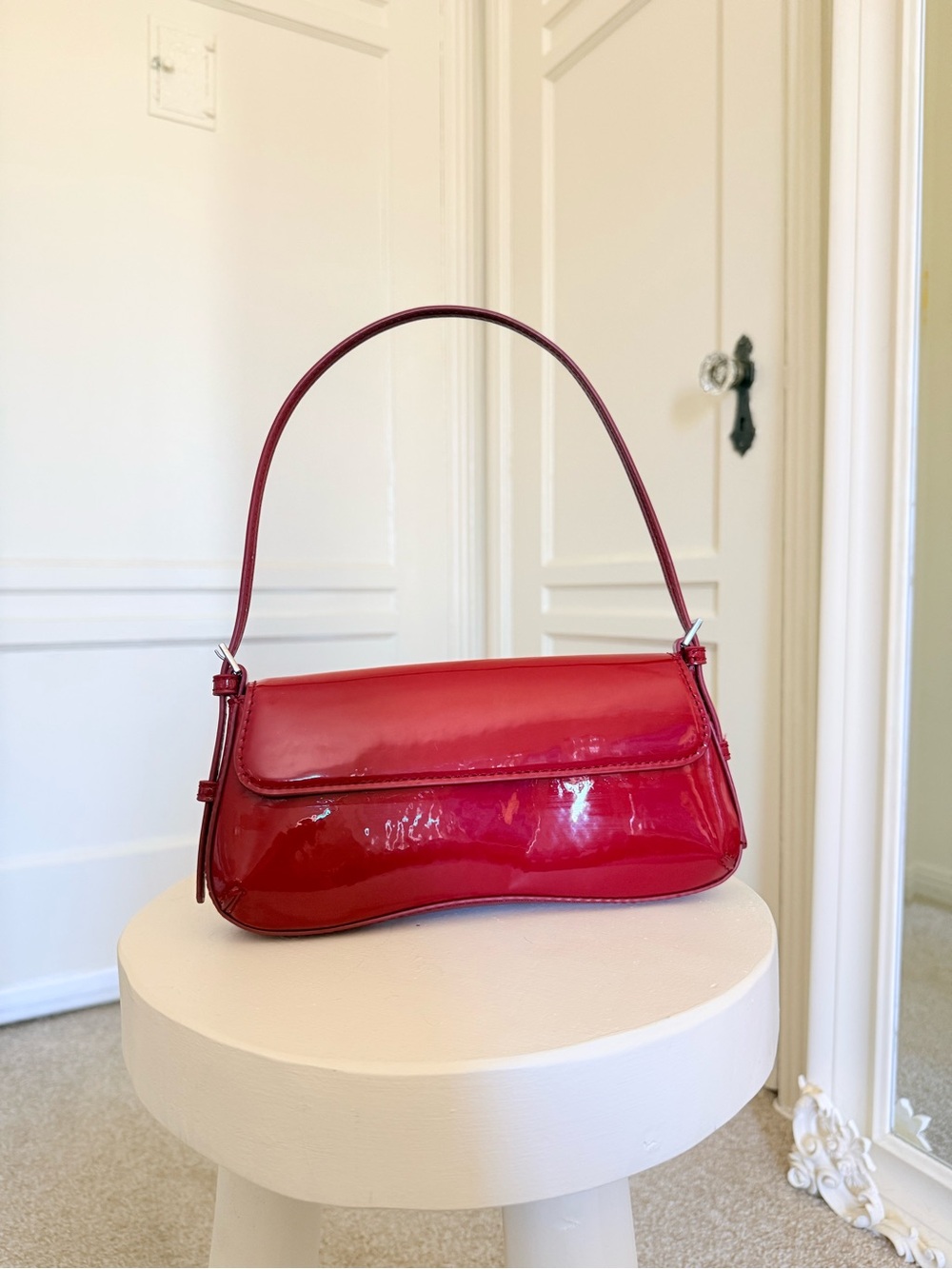 ZARA Red Patent Leather Shoulder Bag